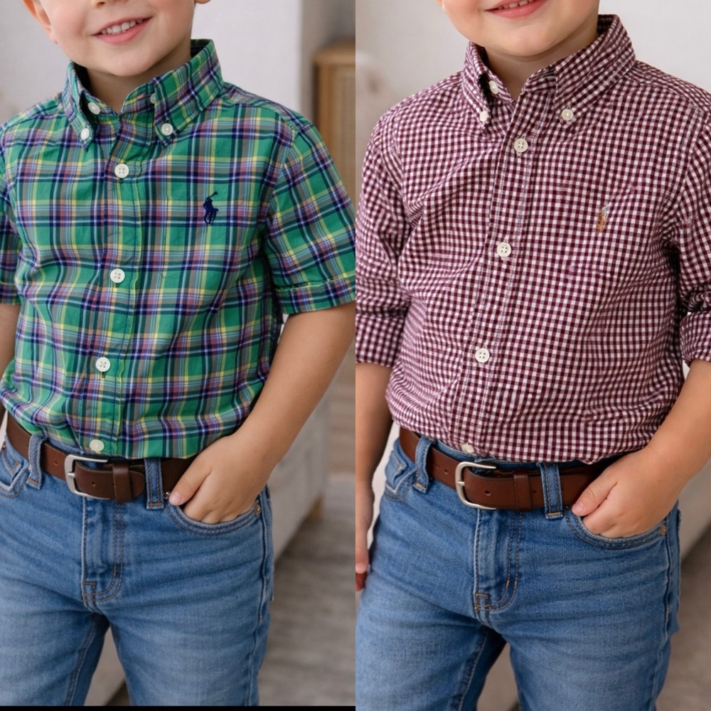 Ralph Lauren Toddler Boys 2T Plaid & Gingham Shirts Bundle EUC